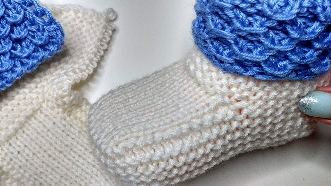 Пинетки спицами без шва на подошве. Простые пинетки спицами для новорожденных и старше смотреть онлайн