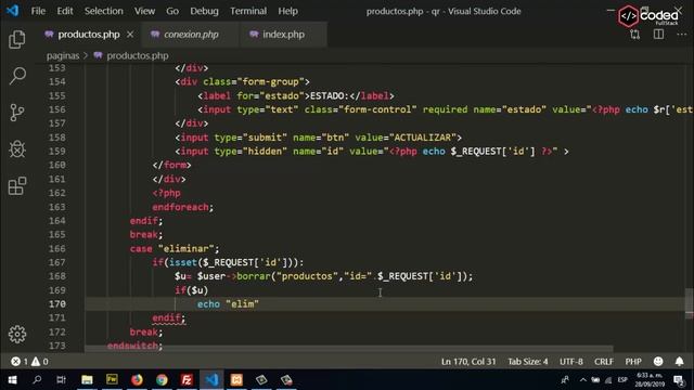 CRUD eliminar un producto con PHP y MYSQL | LECTOR DE CÓDIGOS QR ANDROID - PHP Y MYSQL X - 2019 смотреть онлайн