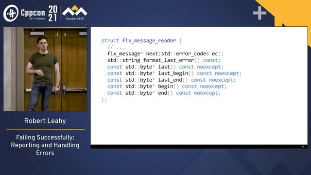 Failing Successfully: Reporting and Handling Errors - Robert Leahy - CppCon 2021 смотреть онлайн