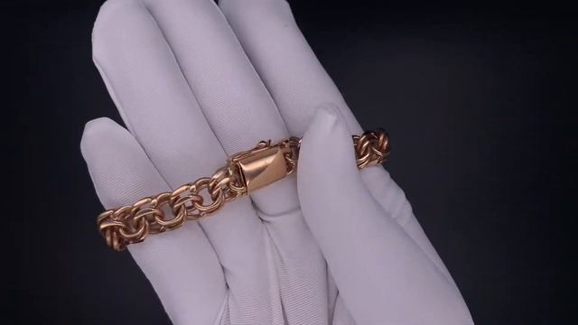 Браслет Бисмарк из красного золота 585 пробы. Вес 26,9 гр. размер 21,5 смотреть онлайн