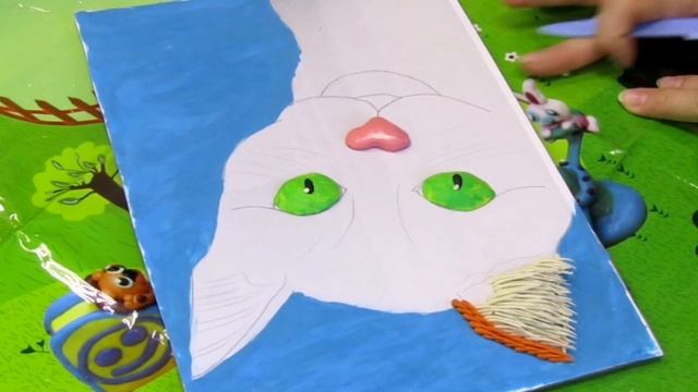 Аппликация из пластилиновых капелек "Котик" смотреть онлайн