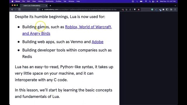 Introduction to Lua, Codecademy Learn Lua Course, Lua Programming for Beginners, Programming Basics смотреть онлайн