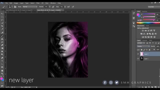 Dual lighting effects just in 2 layers in photoshop| short tutorial смотреть онлайн