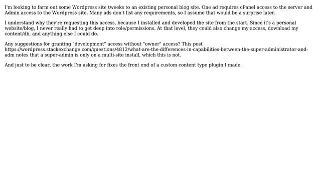 Wordpress: What are the minimum role/permissions for freelance developer? смотреть онлайн