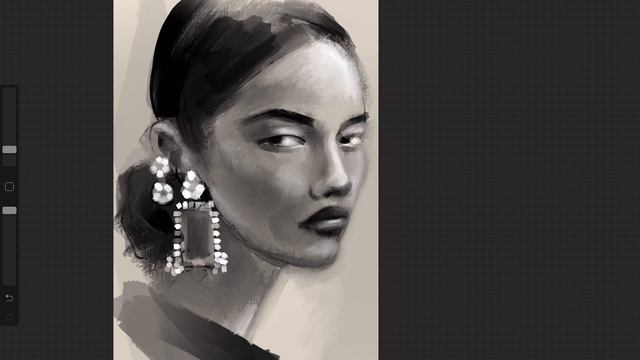 Рисую фэшн портрет с пирсингом по фото референсу на iPad Pro в Procreate, процесс рисования смотреть онлайн