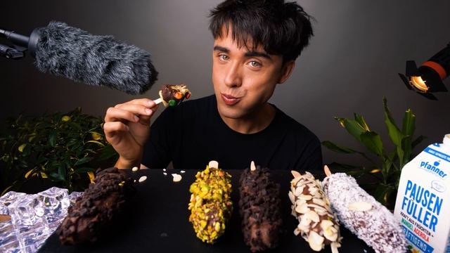 ASMR EATING FROZEN CHOCOLATE BANANA DESSERT ICE CREAM | Real Eating Sounds | McBang ASMR