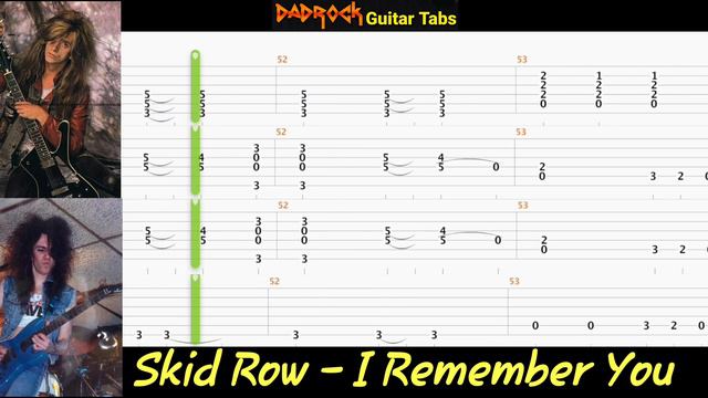 I Remember You - Skid Row - Guitar + Bass TABS Lesson смотреть онлайн