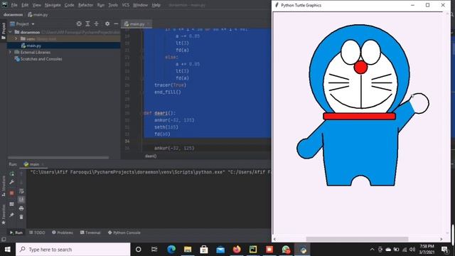 Doraemon made in Python using Turtle Graphics Library смотреть онлайн