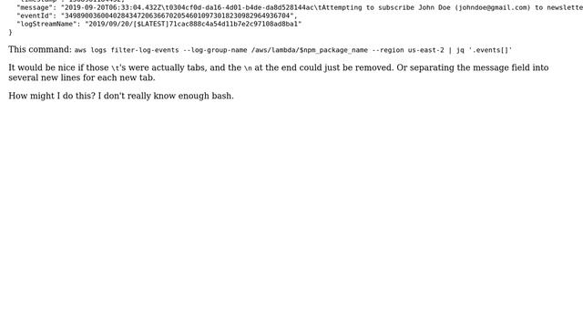 Unix & Linux: How to convert 't' and 'n' in my json terminal output into something useful? смотреть онлайн