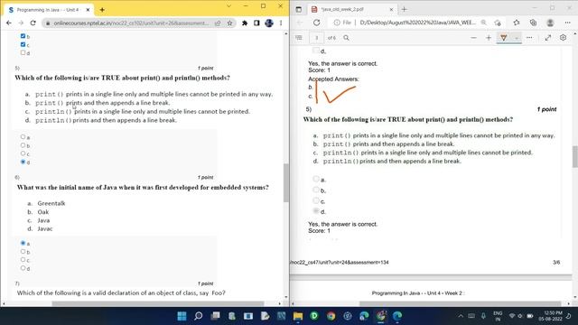 NPTEL Programming in Java Week 2 Quiz answers with detailed proof of each answer смотреть онлайн