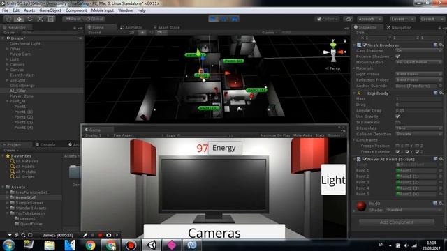 Создание FNAF на Unity 5 #5 | Перемещение врага по комнатам! смотреть онлайн