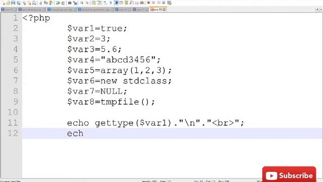 Write a php script to get the type of variable using gettype() | in Notepad++| by priyanka prajapat смотреть онлайн