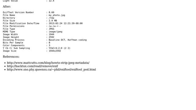 Ubuntu: How can I read and remove meta (exif) data from my photos using the command line? смотреть онлайн