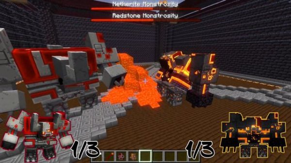 Redstone Monstrosity Vs. Netherite Monstrosity | 1.16.5 Minecraft (Mob Battle)