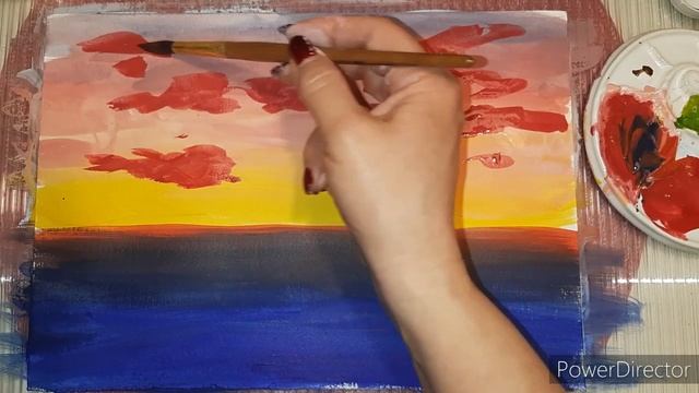 Урок рисования для детей. Рисуем вечерний морской пейзаж.. смотреть онлайн