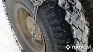 Как одевать цепи на колеса грузовика.