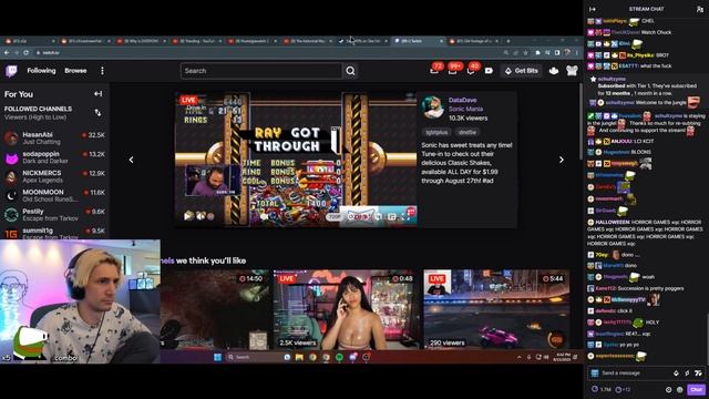 XQc Opens The Twitch Front Page