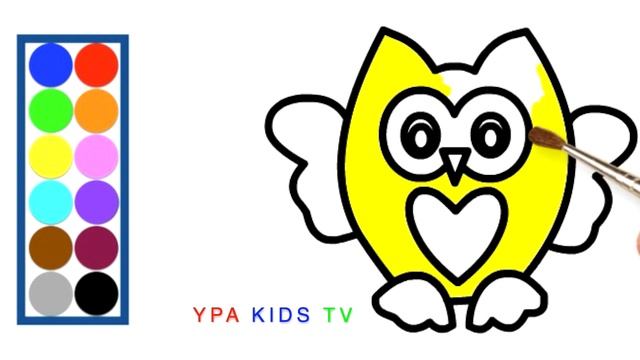Раскраска для детей СОВА. Мультик - Раскраска. Учим цвета смотреть онлайн