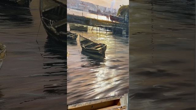 Рисуем блики и отражения на воде l Масляная живопись l Морской пейзаж | shorts смотреть онлайн