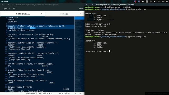 Searching Gutenberg Index file with python and shell scripts смотреть онлайн