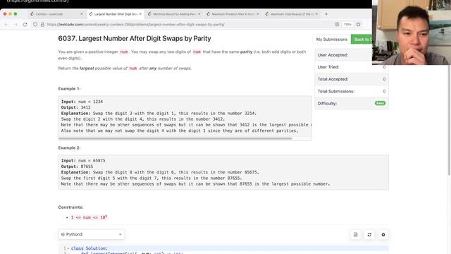 2231. Largest Number After Digit Swaps by Parity (Leetcode Easy) смотреть онлайн