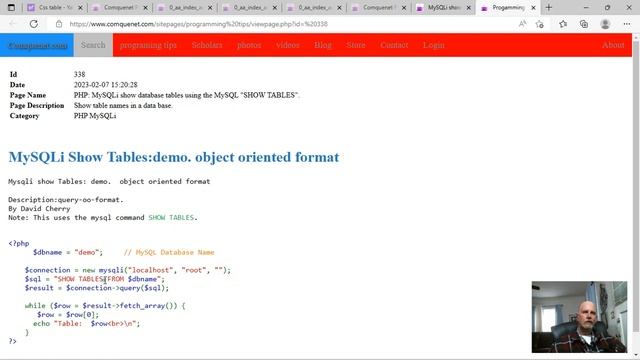 MySQLi Show Tables Demo смотреть онлайн