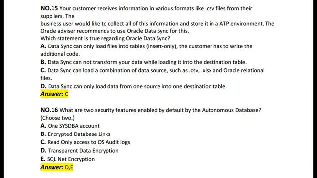 Oracle Autonomous Database Cloud 2020 Specialist _ 1Z0-931 Set-4 смотреть онлайн