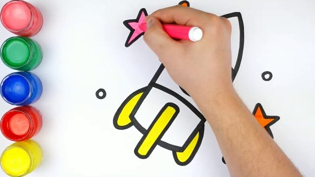 How to Draw and Color a Space Rocket | Easy Drawing for Kids смотреть онлайн