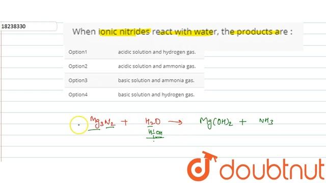 When ionic nitrides react with water, the products are : смотреть онлайн