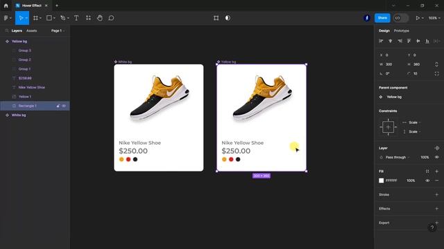 Nike Product Hover Effect Prototype Animation figma tutorial смотреть онлайн