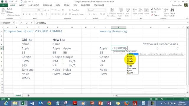 Compare 2 Lists in Excel With Vlookup Hindi смотреть онлайн