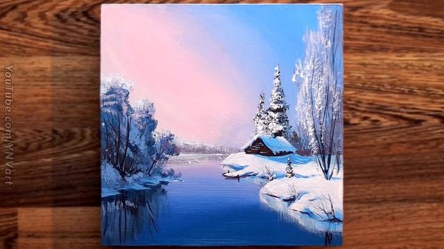 Acrylic Landscape Painting - Winter Morning / Easy Art / Drawing Lessons / Satisfying Pictures.