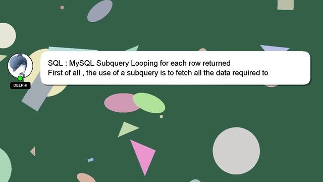 SQL : MySQL Subquery Looping for each row returned смотреть онлайн
