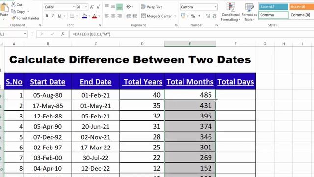How to calculate Difference Between Two dates in Excel by learning center in Urdu/hindi смотреть онлайн