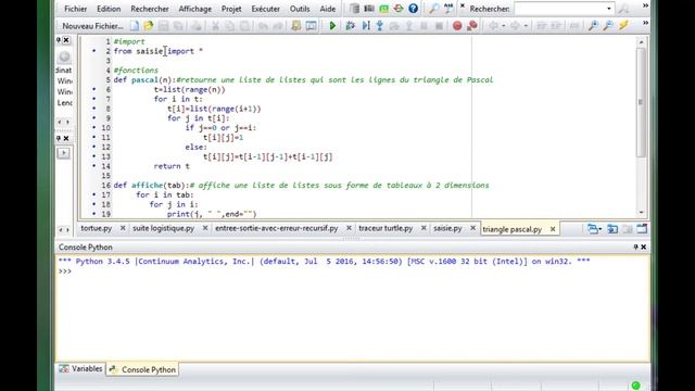 Programmation Python #30 - triangle de Pascal avec des listes de listes смотреть онлайн