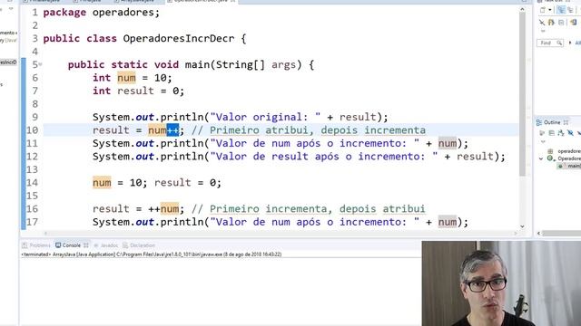 Curso de Java - Operadores de Incremento e Decremento смотреть онлайн