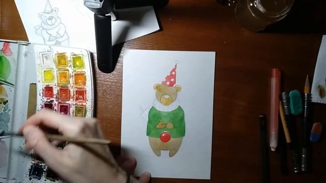 New Year's illustration. The process of drawing Christmas decorations. Процесс рисования. смотреть онлайн