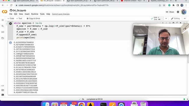 Working with while loop and computing Green-Ampt infiltration in Python смотреть онлайн