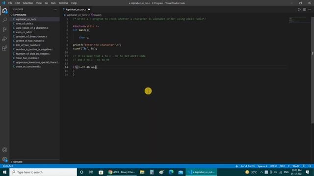Write a C Program to Check Whether a Character is alphabet or Not using ASCII Table !! ( Coding c) смотреть онлайн
