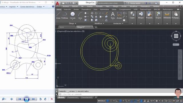 Dibujo 12 Pieza mecánica en autocad 2017 смотреть онлайн