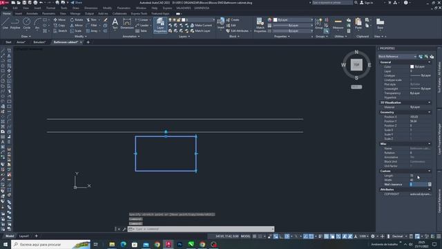 Autocad Dynamic Block - Bathroom cabinet (Plan) смотреть онлайн