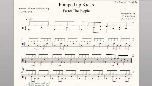 Drum Score - Foster The People - Pumped Up Kicks (Preview) смотреть онлайн
