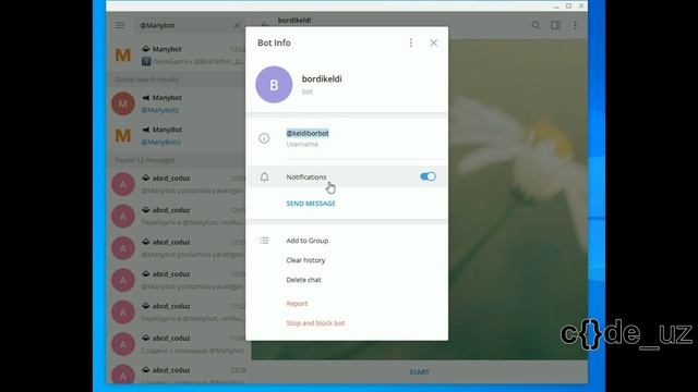 Tekin telegram bot. 01 - Bot yaratish. смотреть онлайн