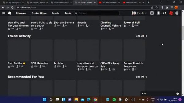 Roblox error code 503 Service Unavailable