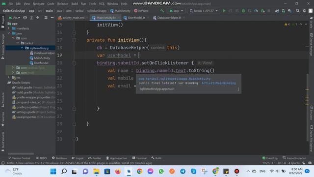 SQLite Database Kotlin Android | Insert, Select, Update, Delete and display in RecyclerView -Part 2 смотреть онлайн