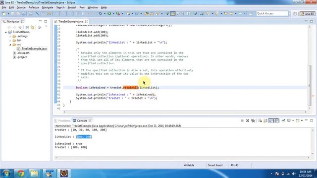 How to retain objects in the TreeSet? | TreeSet (RetainAll) смотреть онлайн