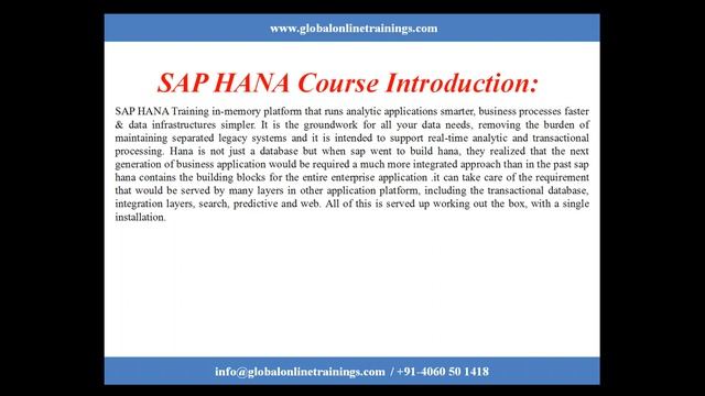 SAP HANA training video |SAP HANA online training demo смотреть онлайн