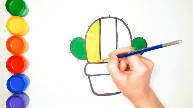 Drawing and coloring for kids. How to draw Cactus. Learning colors. смотреть онлайн