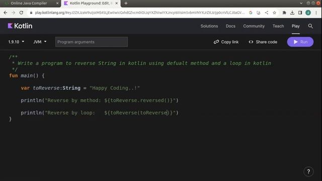Reverse String in Kotlin смотреть онлайн