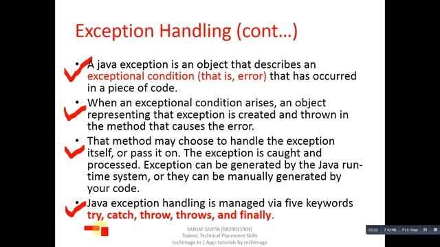 36 Java What is Exception Handling concept in java | by Sanjay Gupta смотреть онлайн